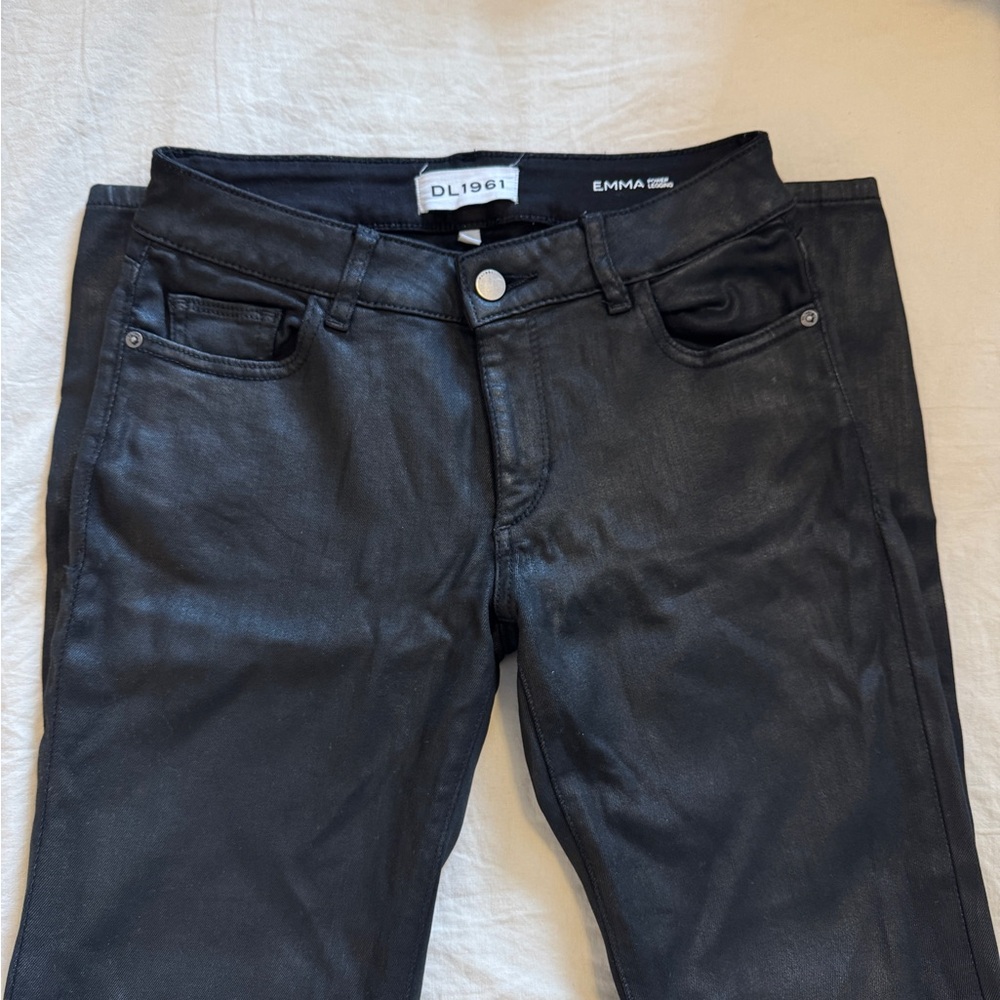 DL1961 Women's Shiny Black Skinny Jeans